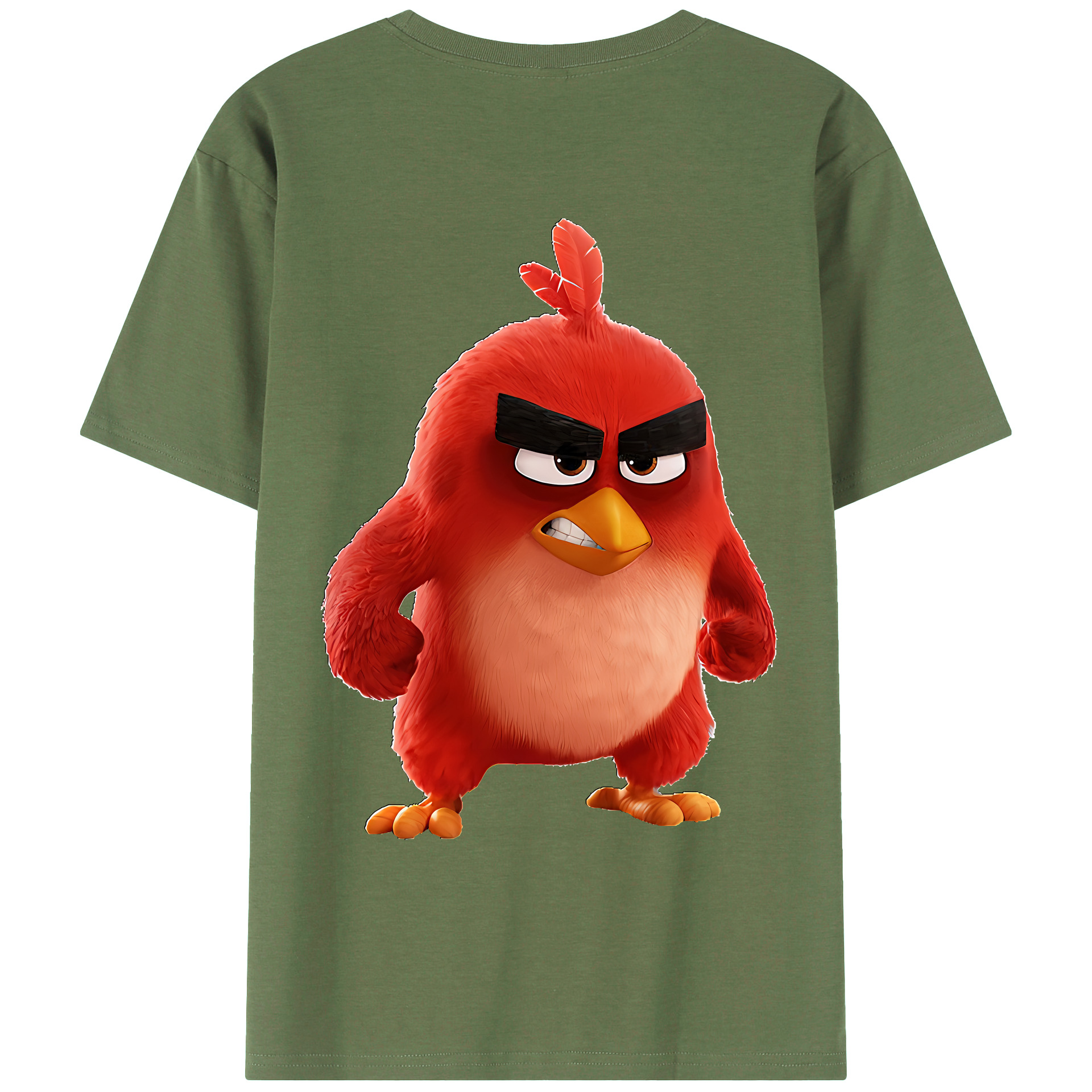 （画像用） Angry Birds アングリーバード 綿100％ メンズ半袖Tシャツ（バックプリント） 通気性